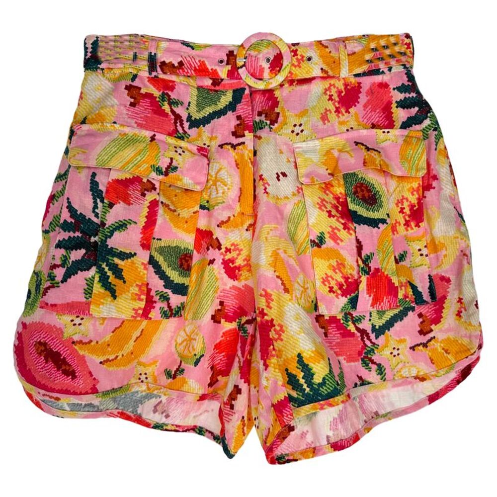 Farm Rio Summer Print Shorts in Multicolor Linen